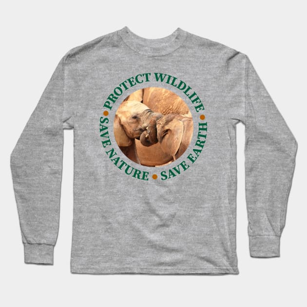 Wildlife Conservation Earth Day Elephant Tug of War Long Sleeve T-Shirt by PathblazerStudios